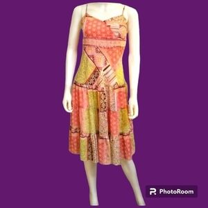 JUST KIDDING Romantic Chiffon Patchwork Spaghetti Strap Slip Dress